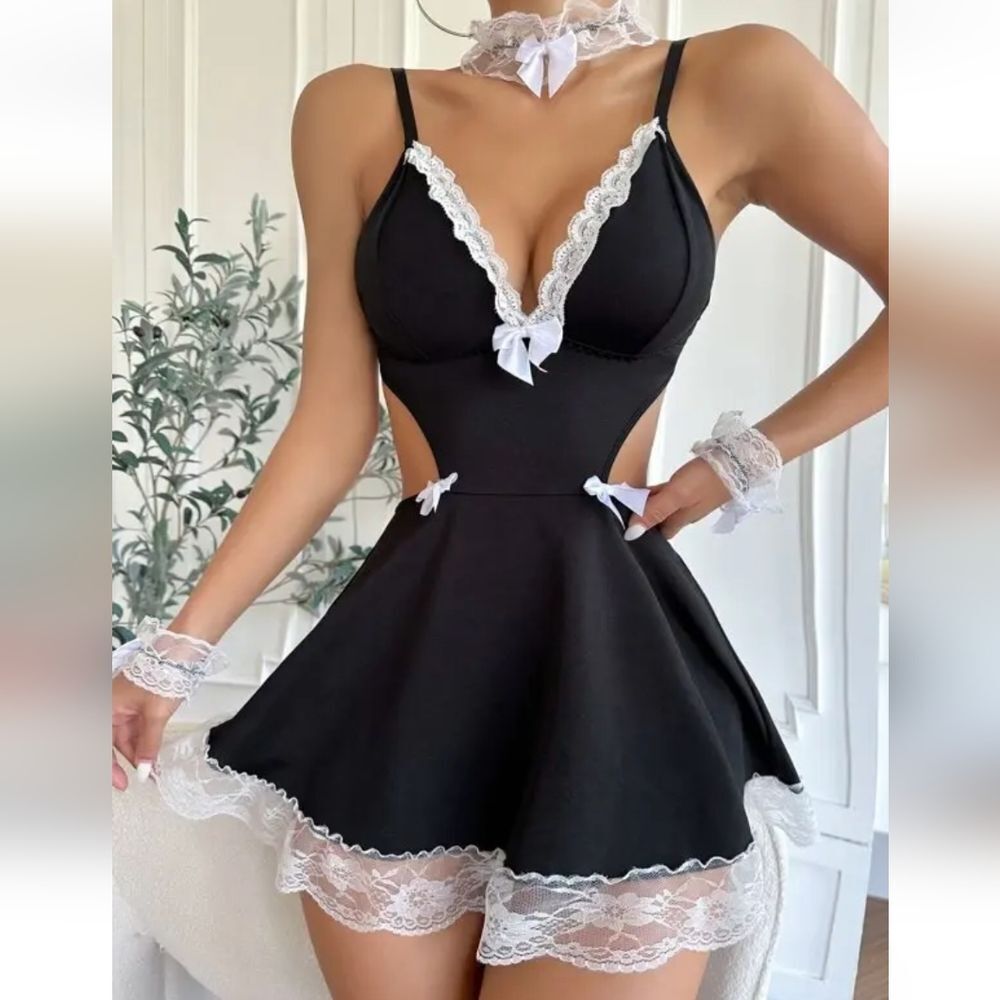Sexy Lingerie Women Lace Underwear French Maid Nurse Cosplay Babydoll Sleepwear